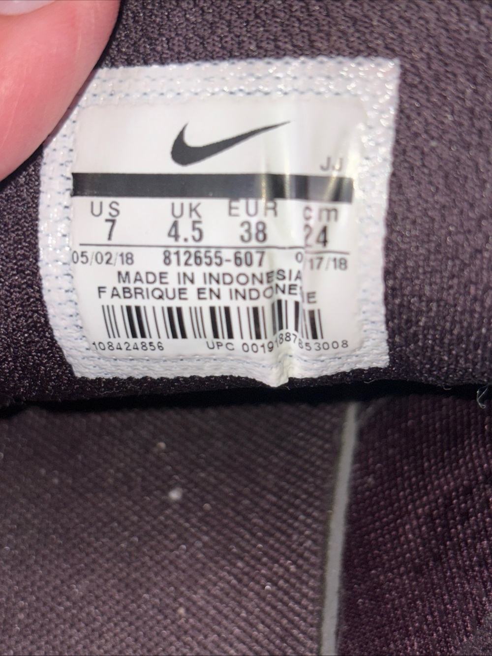 Nike Women's Athletic Sneakers -Dark Purple with Rose Gold Swoosh Sz 7 - Picture 11 of 12